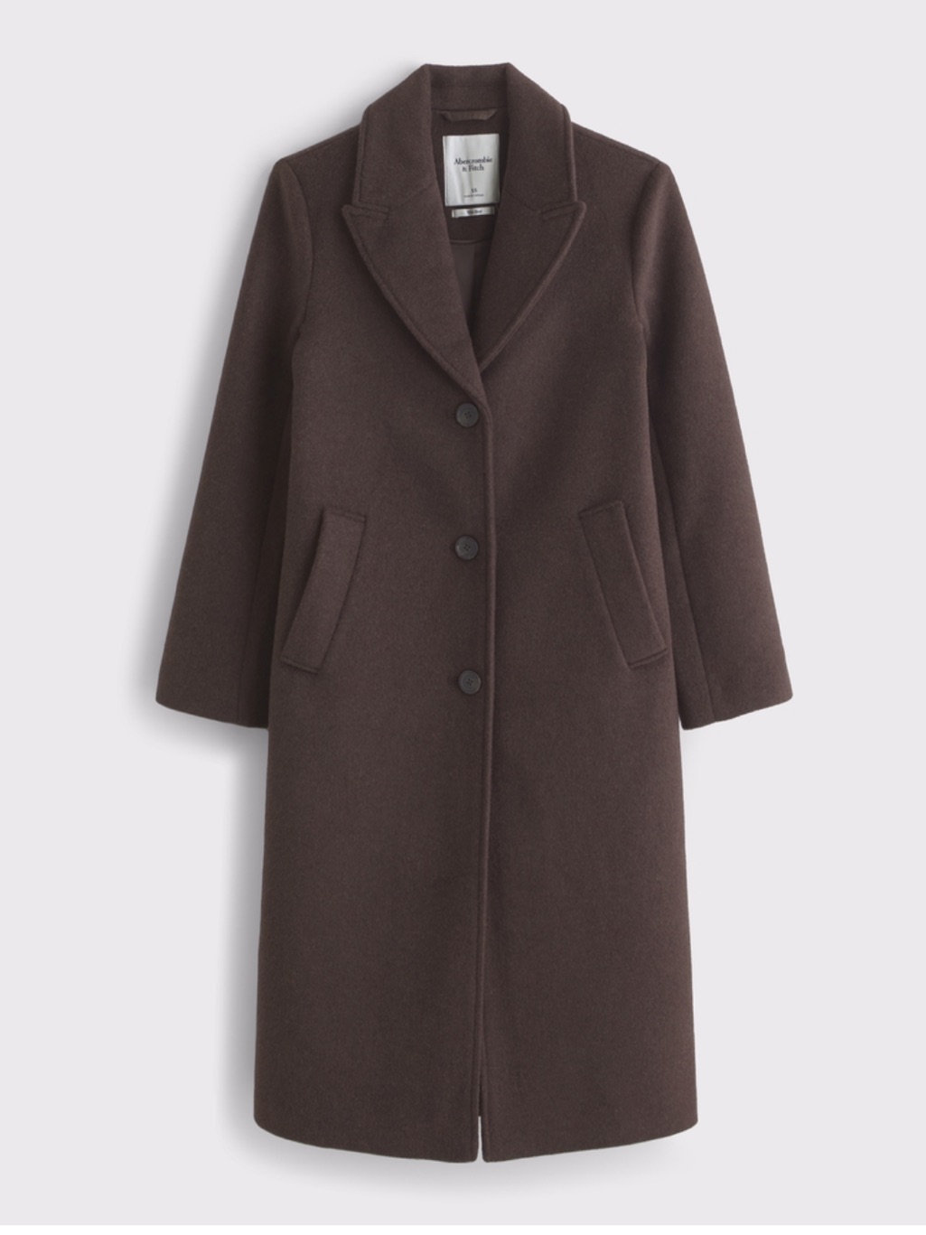 Abercrombie & Fitch Dark Brown Single-Breasted Wool Trench Coat
